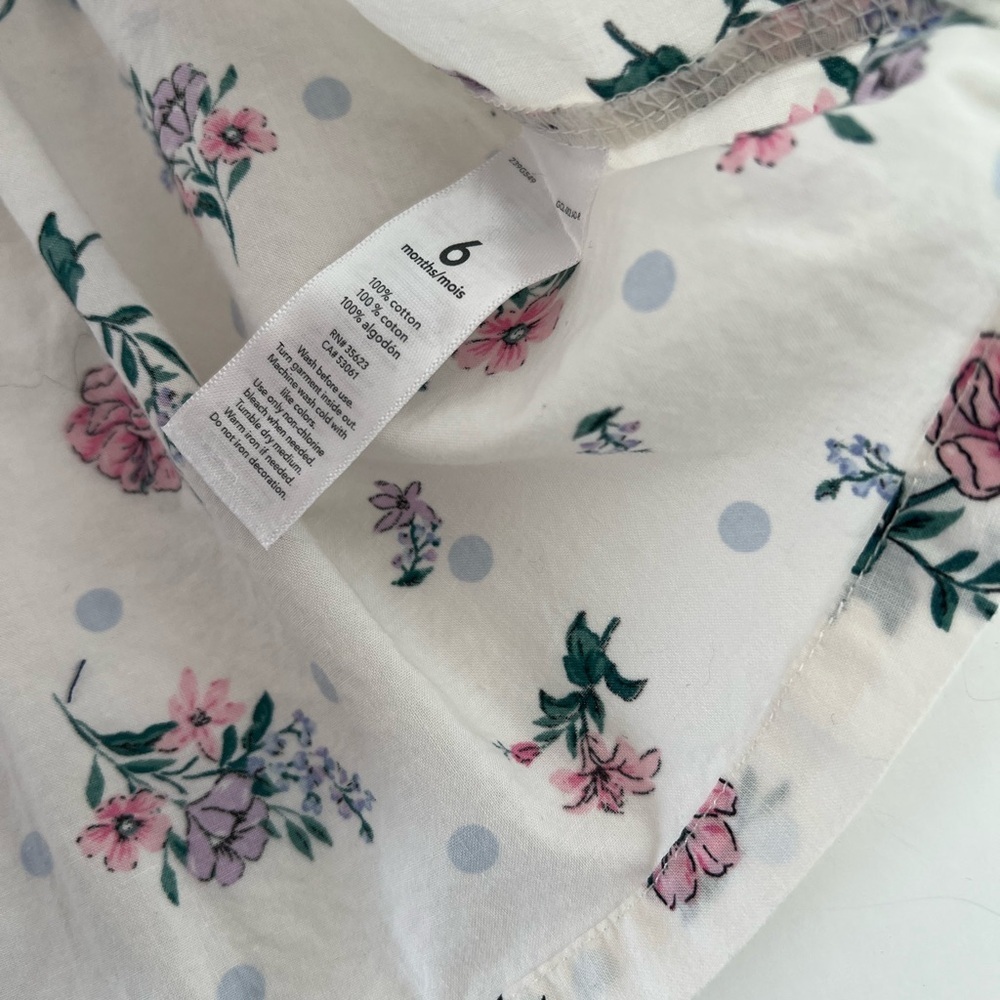 Carter's White and Pink Floral & Polka Dot Tunic Blouse | Baby Girl 6 Months - Picture 4 of 4